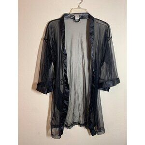 Vintage Sheer Robe Sexy Black Lingerie Womens One Size
